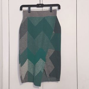 Moth for Anthropologie Chevron Striped Faux Wrap Knitted Pencil Skirt Size XSP